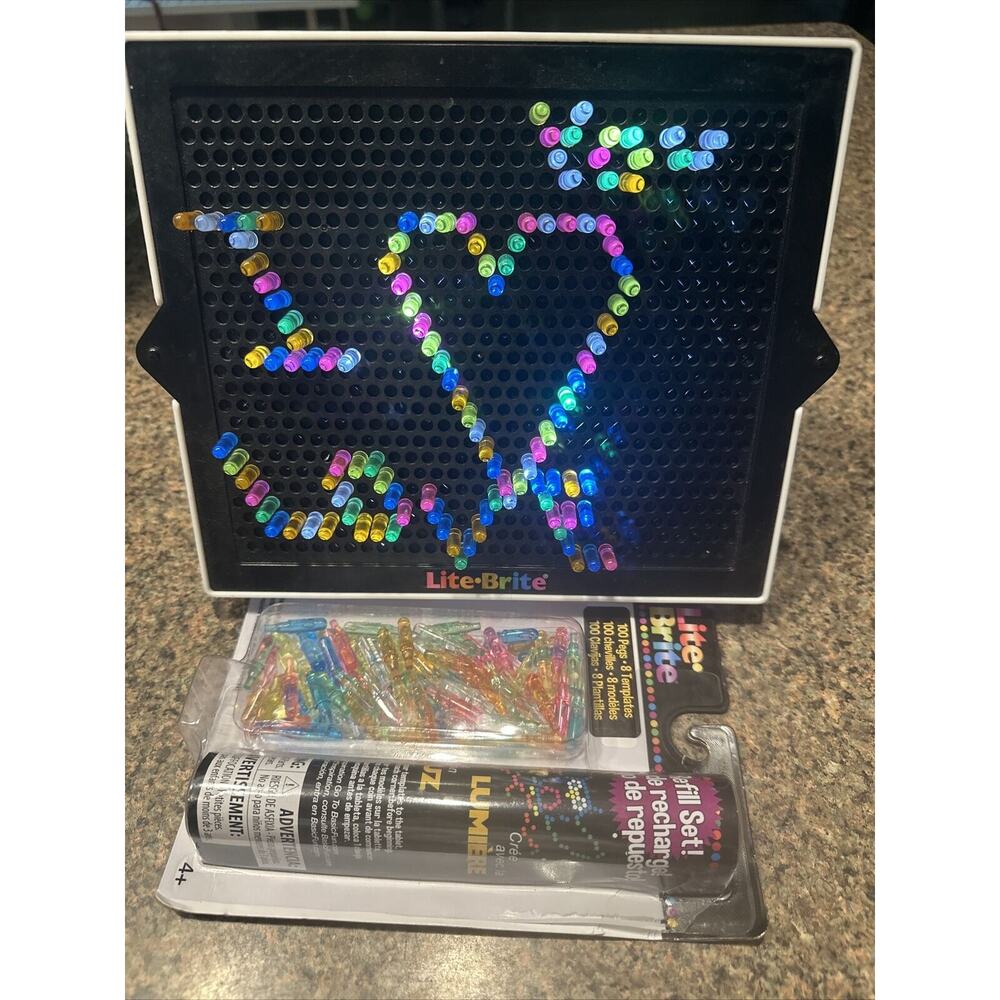 Hasbro Lite Brite Used In Box. Included‎ Is Refill Set Of 100 Pegs~unopened.